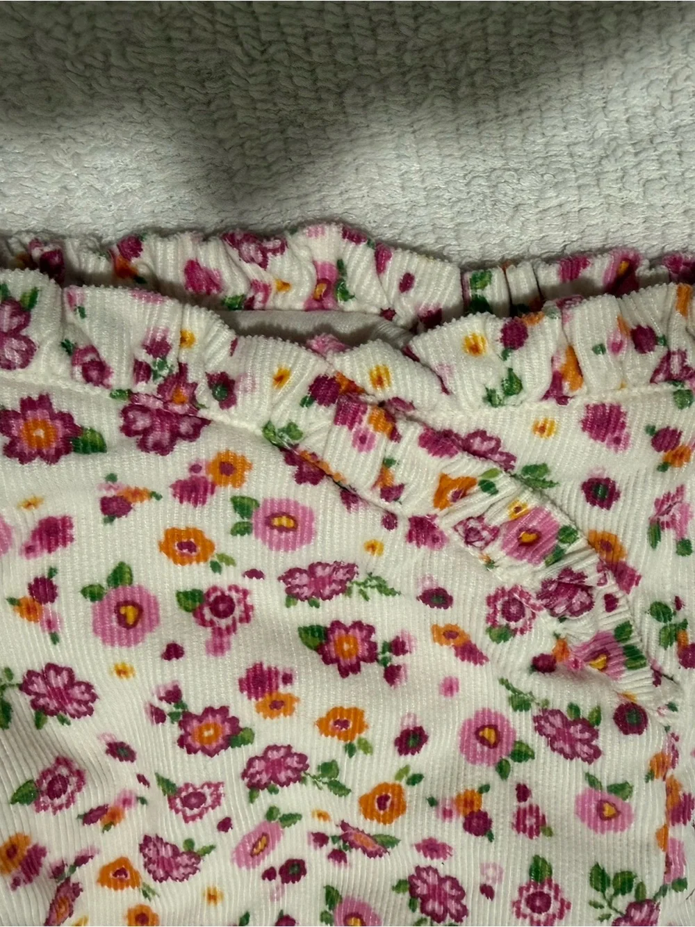 The Children's Place White Romper with Pink & Purple Floral Trim